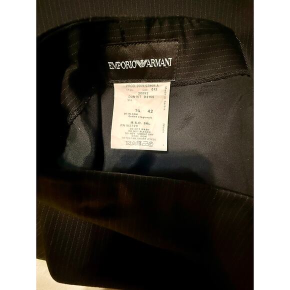 Emporio Armani Black Pinstripe Wool Blend Pencil Skirt - Size TG 42 (US 6-8) - Picture 5 of 7
